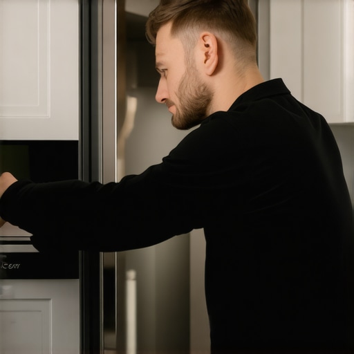 Technician repairing a refrigerator with professional tools