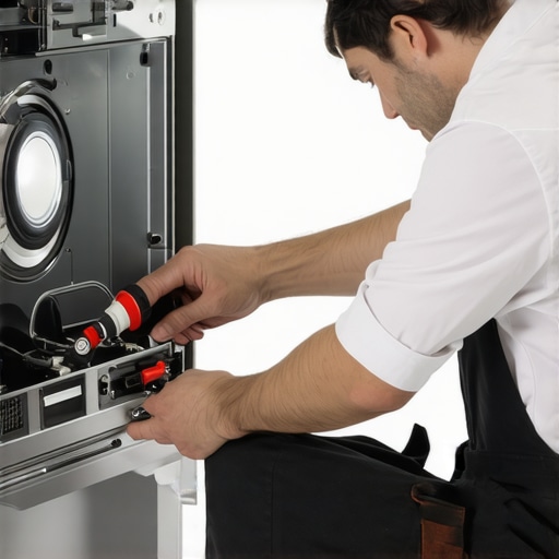 Technician fixing an appliance quickly and professionally.