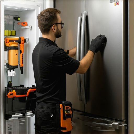 Technician installing a fridge ensuring warranty coverage and proper setup