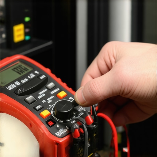 Using a Multimeter for Appliance Diagnostics Technician using multimeter on an appliance circuit board, emphasizing maintenance tools.