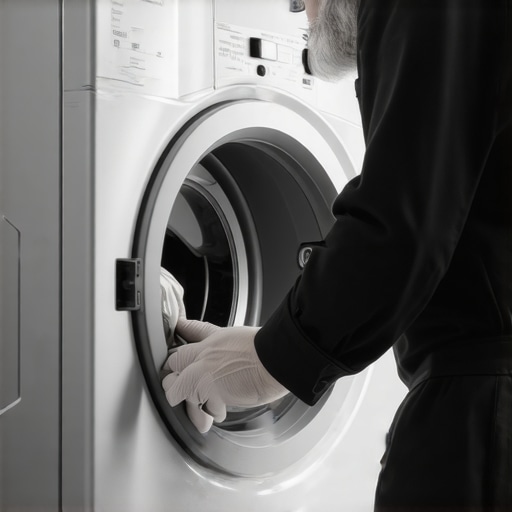 Technician inspecting dryer vents and belts during professional service.