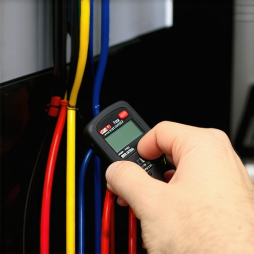 Using a Multimeter for Appliance Maintenance Person testing appliance electrical connection with a multimeter in the kitchen
