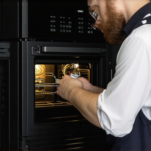 Technician inspecting an appliance to ensure proper installation and safety compliance.