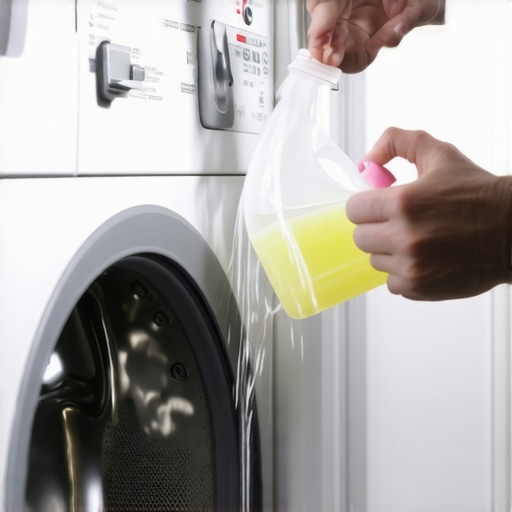 Person using vinegar and baking soda to clean the inside of a washing machine