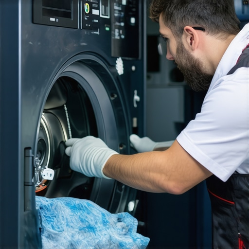 Technician cleaning washer sensor with tools