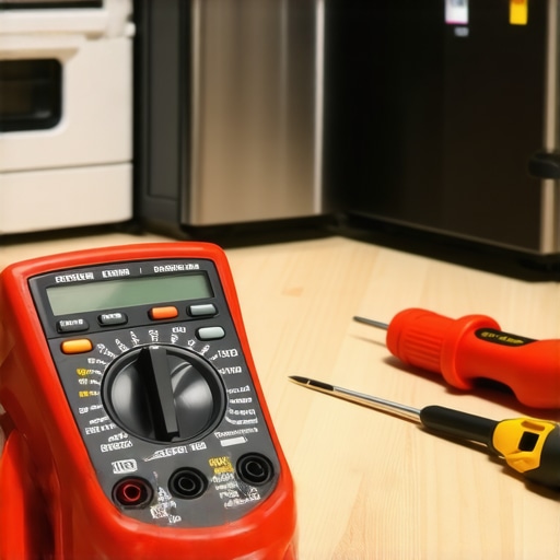 A multimeter and screwdriver set ready for appliance repairs.