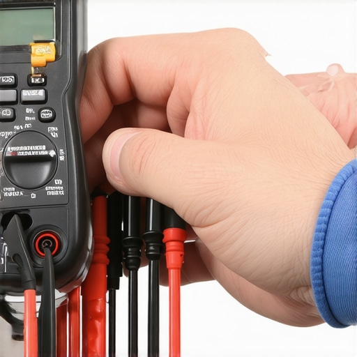 A person using a multimeter on appliance wiring, demonstrating maintenance tools