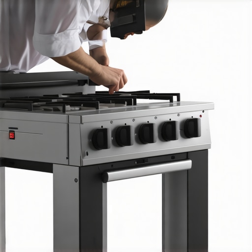 Technician inspecting an electric range to identify alarm issues