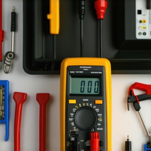 Person using a digital multimeter on appliance wiring for troubleshooting.