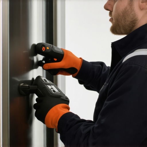 Technician performing a detailed diagnosis on a modern refrigerator