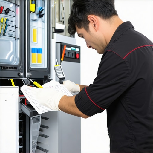 Technician carefully inspecting appliances during a same-day service to avoid warranty issues.