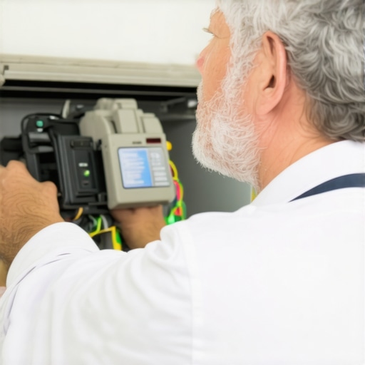 Technician examining an air conditioning system to identify cycling issues.