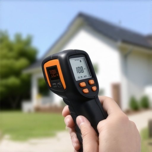 A person using an infrared thermometer on an appliance