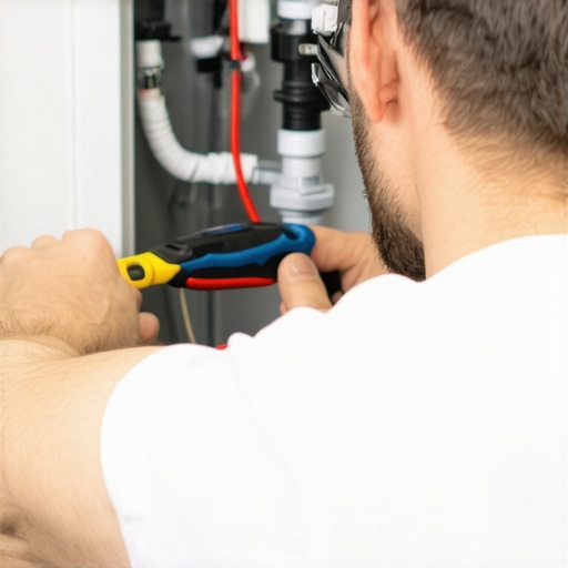 Technician checking the water inlet valve of a refrigerator to prevent leaks