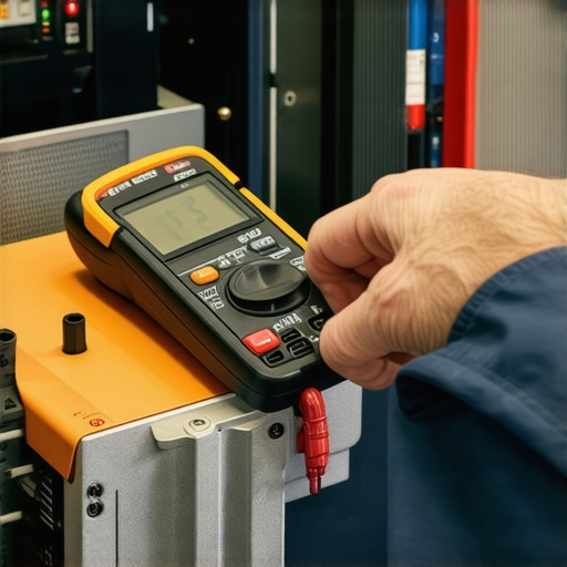 Technician testing appliance voltage with multimeter