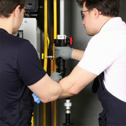 Technician securing hoses to a washing machine drain pump with clamps