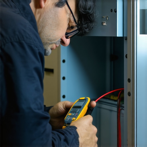 Technician measuring the igniter resistance in a gas dryer.
