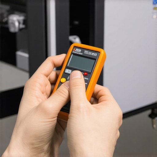 Technician testing appliance wiring with a digital multimeter