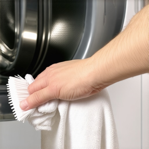 Hand cleaning washing machine gasket with brush and vinegar