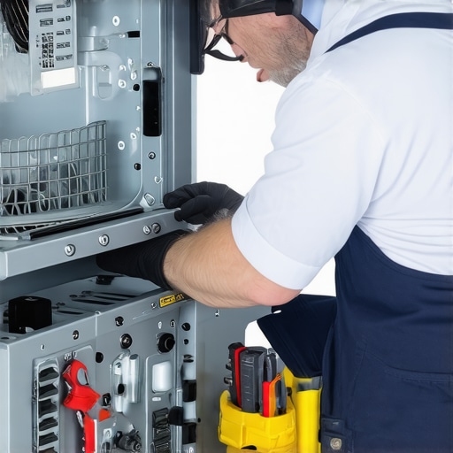 Technician fixing appliance swiftly with tools, representing fast and reliable service