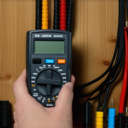 Technician measuring appliance circuitry with a multimeter