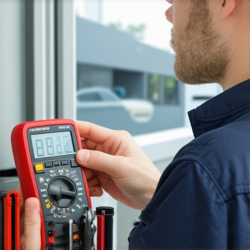 Technician testing appliances with a multimeter and leak detector