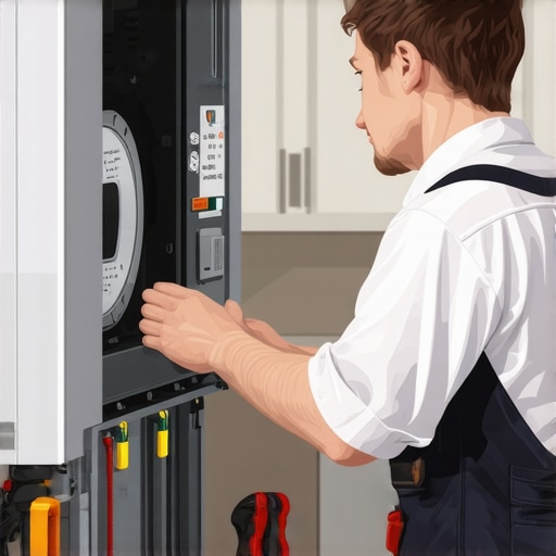 Technician correctly installing an appliance with tools and certification