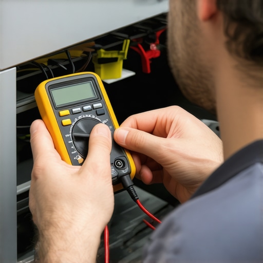 Using a Multimeter for Appliance Maintenance A technician testing an appliance circuit with a multimeter