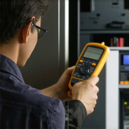 Advanced Appliance Maintenance Tools Technician performing diagnostics with thermal imaging and multimeter on appliances.