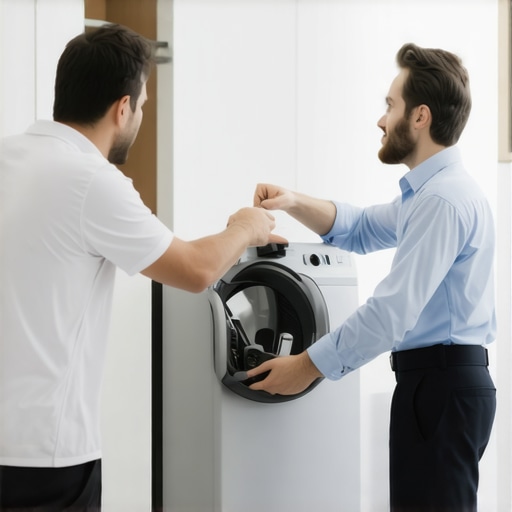 Technician providing advanced appliance repair advice to homeowner