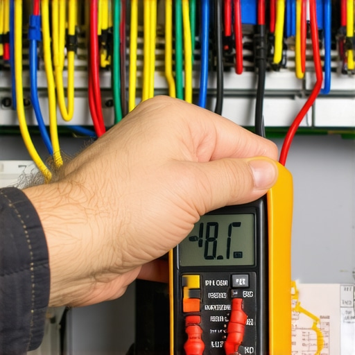 Diagnosing Appliance Wiring with a Multimeter A person testing appliance wiring with a digital multimeter.