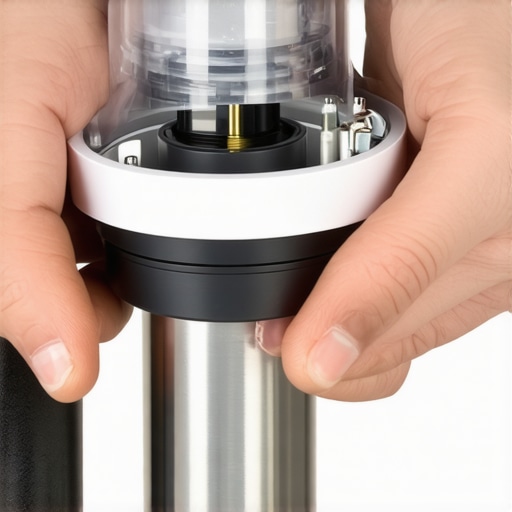 Homeowner inspecting internal parts of a garbage disposal unit during repair.