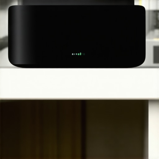 Smart home hub on high shelf with Wi-Fi router nearby, illustrating ideal placement for reliable connection.