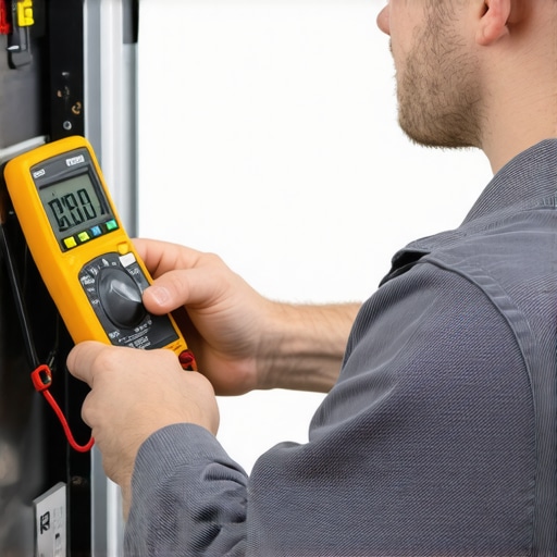 Precision Appliance Diagnostics Technician measuring electrical output with multimeter