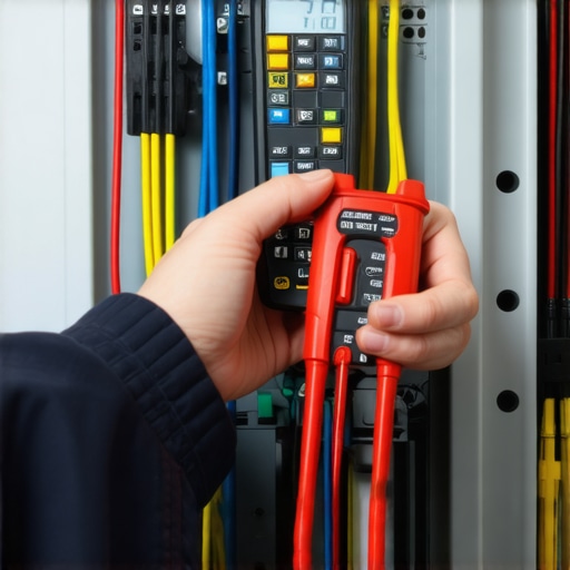 Technician testing appliance wiring with a multimeter