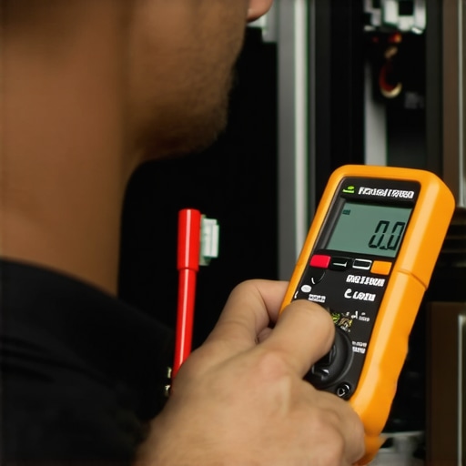 Technician testing appliances with a multimeter and infrared thermometer