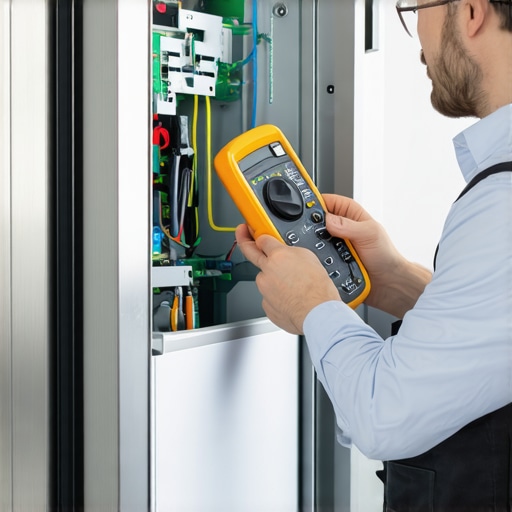 Advanced Diagnostic Testing for Modern Refrigerators Technician performing advanced electrical diagnostics on a smart refrigerator circuit board.