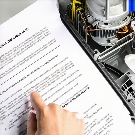 A technician reviewing an appliance warranty document for maintenance compliance clauses.