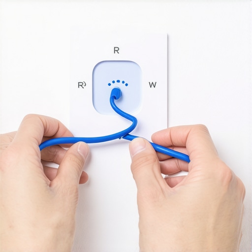 Close-up of smart thermostat wiring installation showing the C-wire terminal.