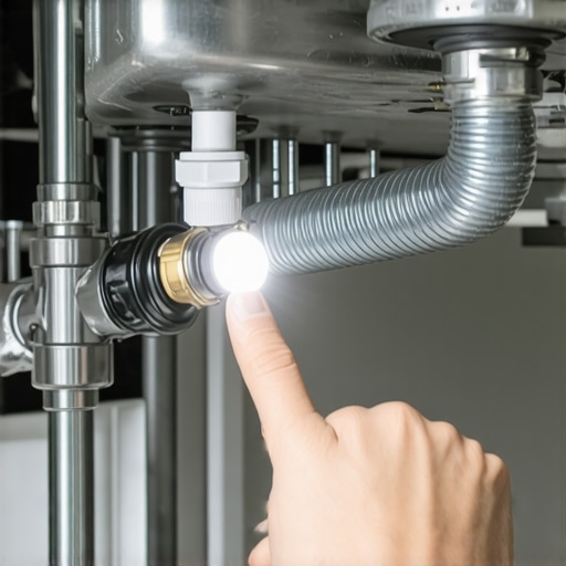 A technician inspecting a dishwasher drain hose for proper high loop installation to ensure warranty compliance.