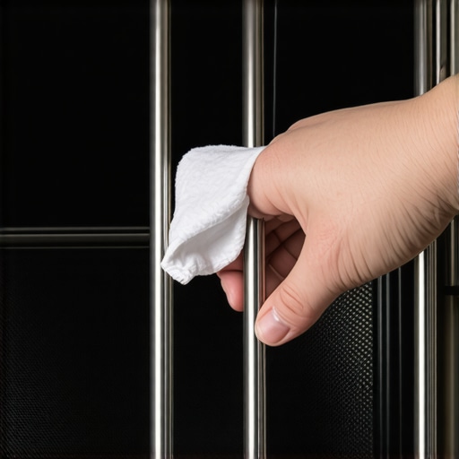 Close up of a person cleaning metal dryer sensor bars to improve drying performance.