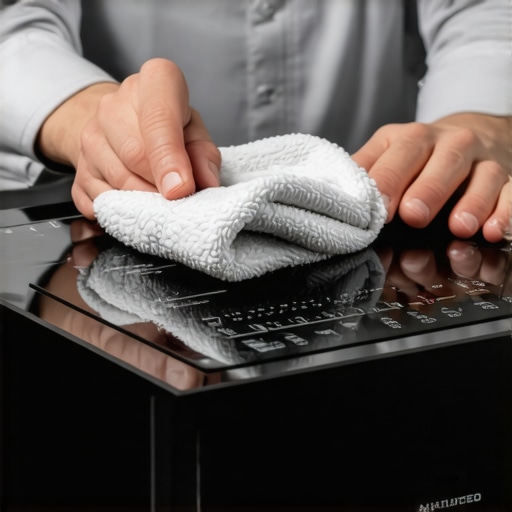 A technician cleaning the sensors of a black induction stove to fix error codes.