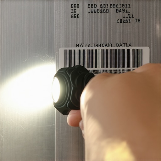 High-contrast photo of an appliance identification tag with model and serial numbers clearly visible for a warranty claim.