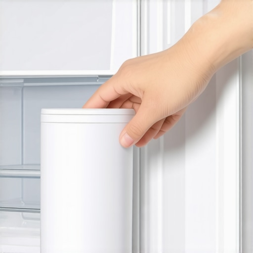 A person installing a new water filter to fix water pressure issues in a kitchen.