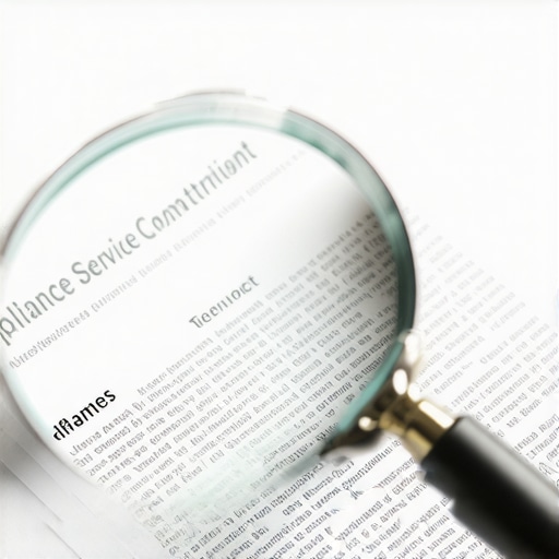 A magnifying glass inspecting the terms and conditions of an appliance service contract to avoid repair traps.