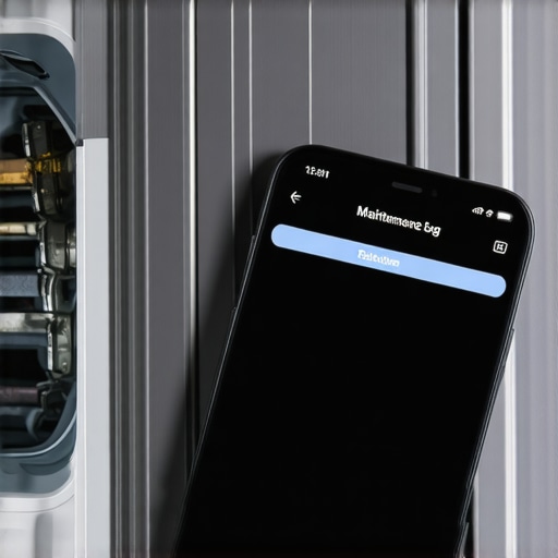Smartphone displaying an appliance maintenance log entry for a refrigerator