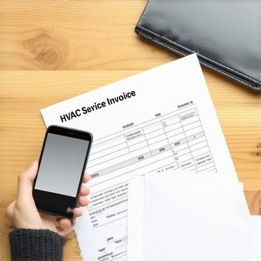 A homeowner taking a photo of a service invoice to create a digital backup for warranty claims.