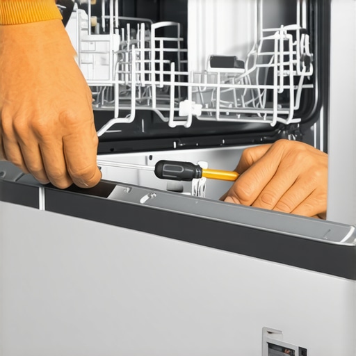 Removing the dishwasher kickplate to access the pressure switch and air tube for repair.