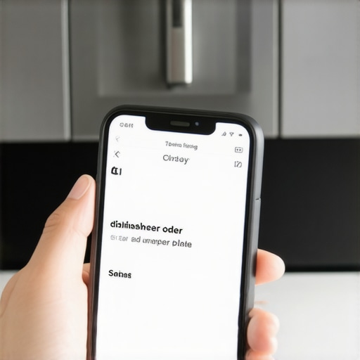 A person taking a photo of a dishwasher error code with a phone to build a warranty evidence file.