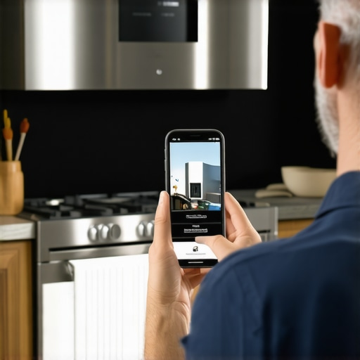 A person taking a photo of a new appliance installation to ensure warranty compliance.